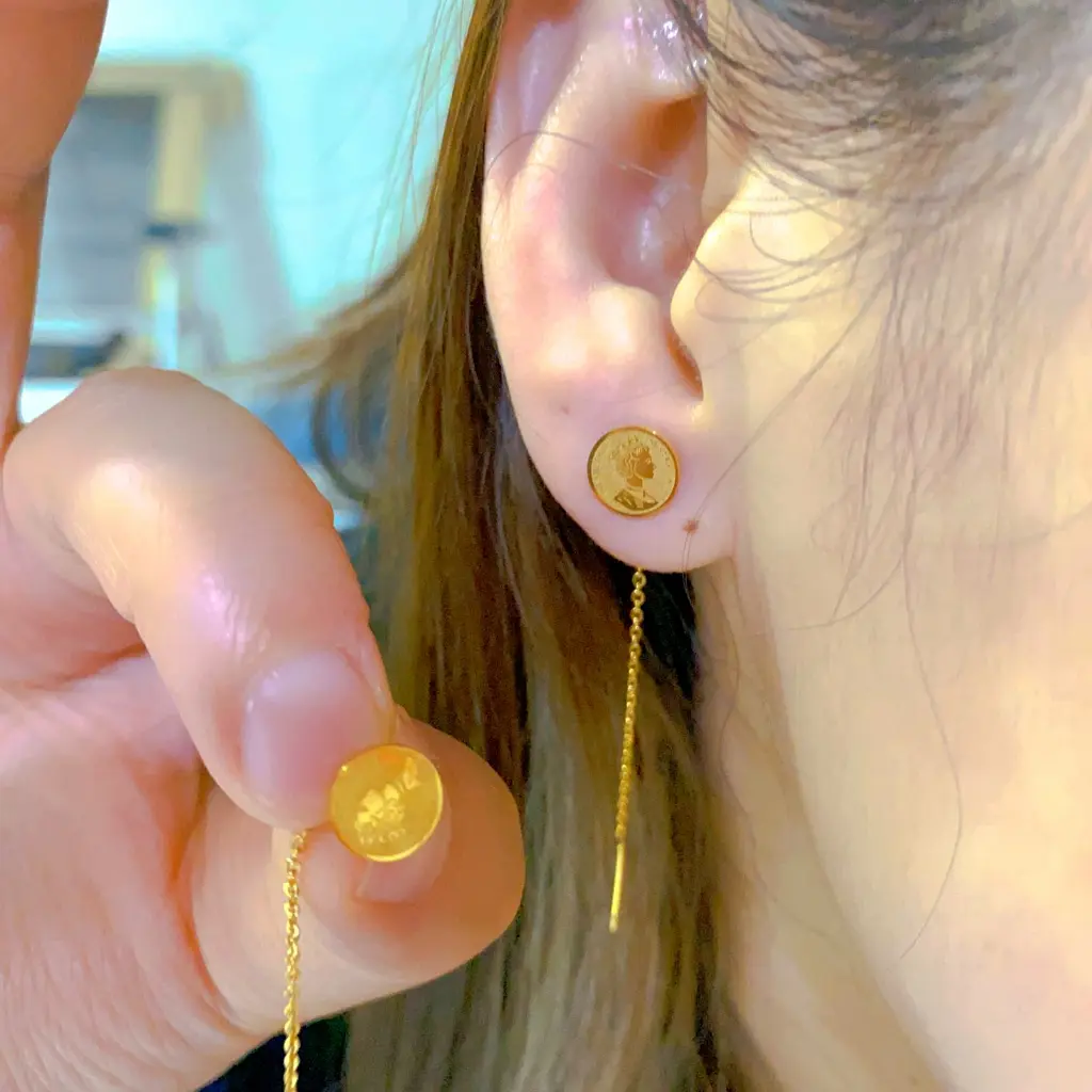 E & J - anting juntai titanium wanita motif koin fashion korea gold 24k