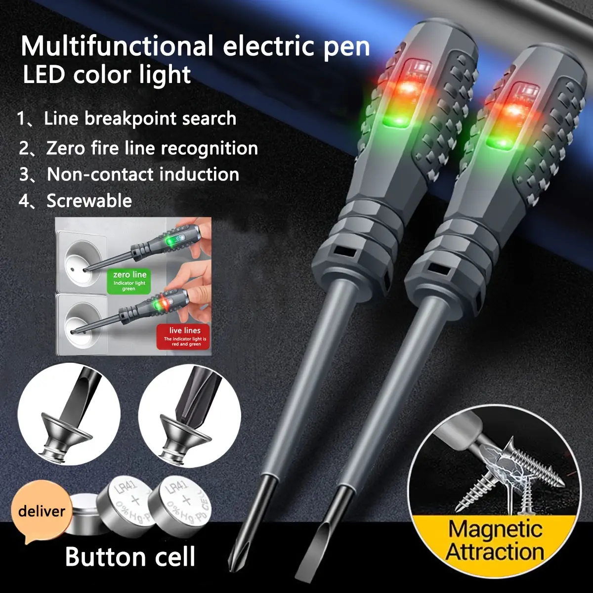 【Non-Contact Voltage Tester】High Brightness LED & Auto Detection   Home/Car/Electrician UseSafety Tool    Portable & Durable