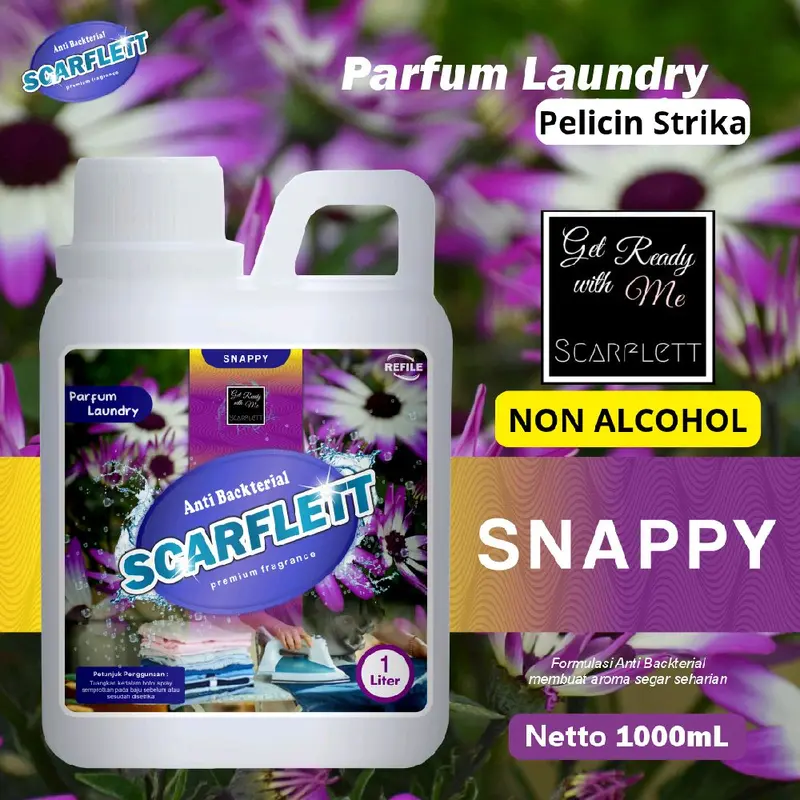 Parfum Loundry Non Alkohol Scarflett Pewangi Pelicin Strika Kain Pakaian 1 Liter Anti Jamur pink Bakteri blue 3