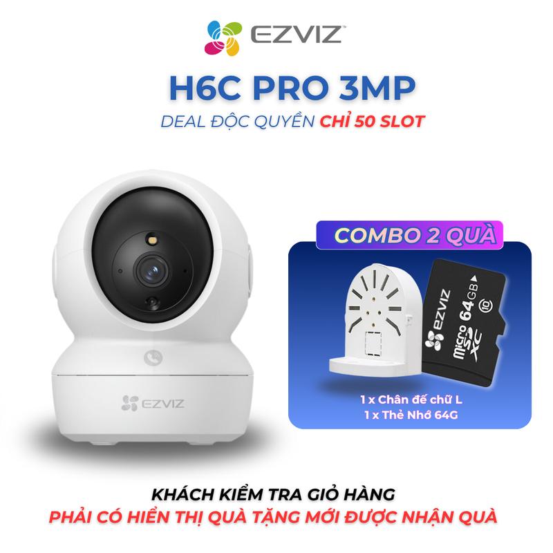   HuynhToan  Camera Trong Nhà H6C PRO 2K  3MP  EZVIZ Có Màu Ban Đêm Đàm Thoại 2 Chiều Phát Hiện Người Báo Động Còi Hú và Đèn Chớp Chế Độ Tuần Tra Nút Gọi Thoại Cảm Ứng Trực Tiếp Wifi 2.4Ghz 