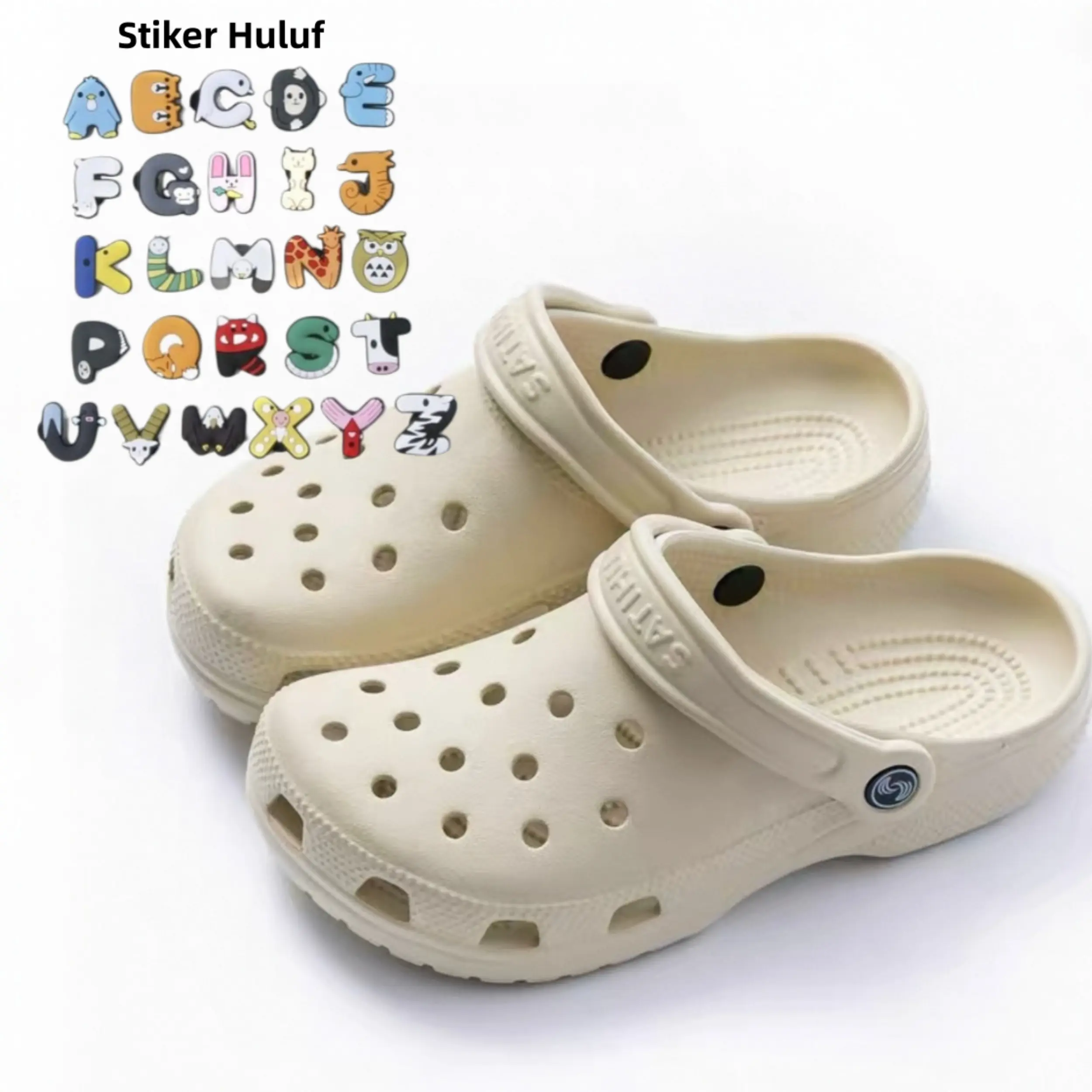 [D.I.Y.]Sepatu Sandall Baim Unisex Classic Clog Design Stiker Premium Anti Slip Ringan Empuk