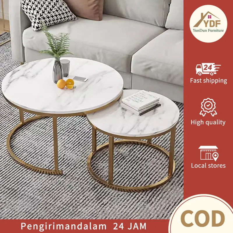 COD Meja Tamu Meja Kopi Coffee Table Meja Ruang Tamu Meja Tamu Sederhana Modern Rotundity Dua Potongan Set 0