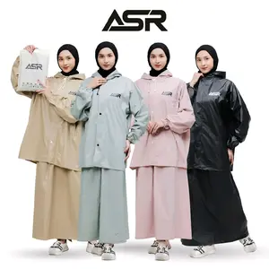 ASR Mantel Rok Dusty Pink Hijau Sage Hitam Mocca Jas Hujan Wanita Bahan pvc Kuat Tebal Elastis