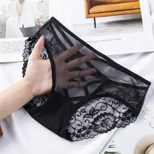 Celana Dalam Renda Wanita CD Hitam Seksi Transparan Adem Zero feel Panties