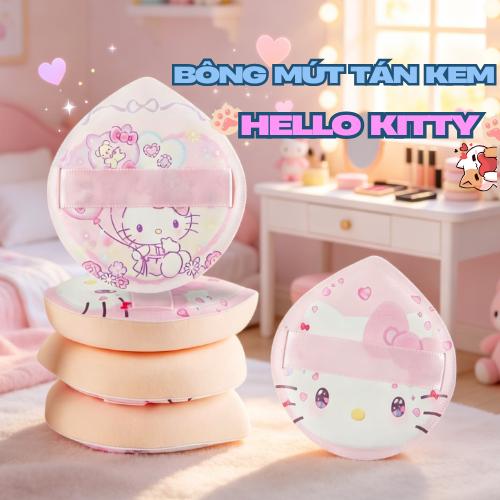 Bông Mút Hình Hello Kitty Trang Điểm, Siêu Dễ Thương