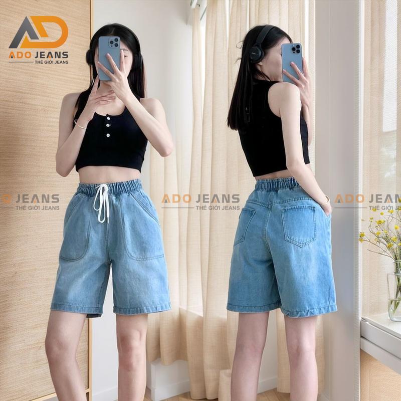 Product Introduction of Quần ngố Jean lưng chun dây thắt, lưng thun co giãn có bigsize  (mã SJ111) Nữ Pants Women 3