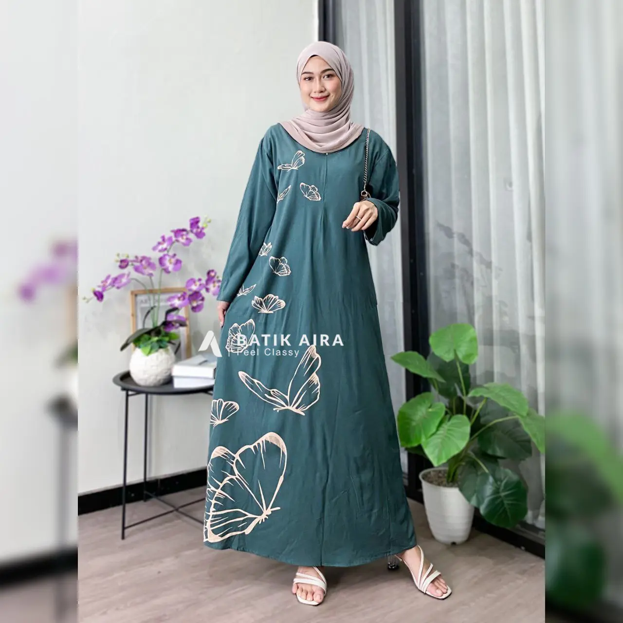 Gamis Rayon Premium twill poplos motif viscose motif bunga jumbo gamis rayon busui remaja Syari Wanita hafair