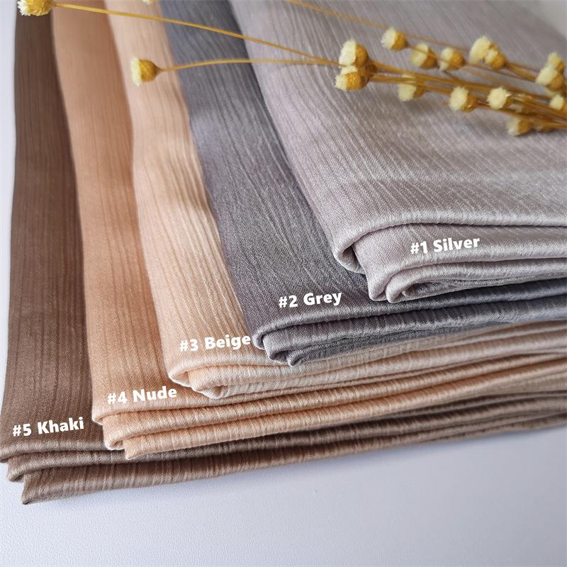 Product Introduction of Fashion Chiffon Hijab Crumpled Texture Instant Hijab Smooth Crepe Chiffon Hijab for Women Natural Pleated Gauze Smooth Crepe Breathable Headscarf Girl Fashion Plain Shawl Spring Scarf TUTU 11