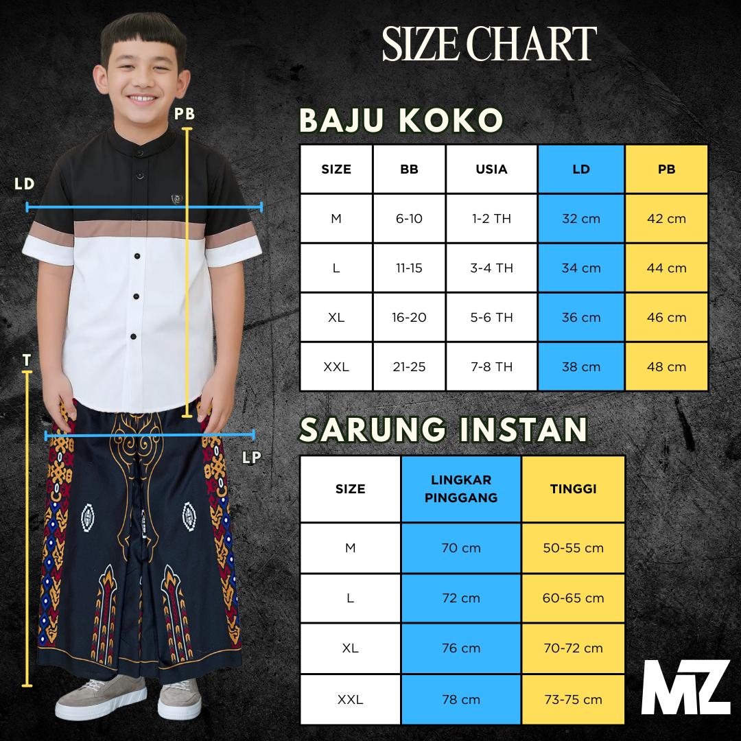 MZ SET Sarung Instans Koko Anak Laki-Laki Umur 1-8th Lengan Pendek Bahan Soft Kualitas Premium MZ SET Sarung Instans Koko Anak Laki-Laki Umur 1-8th Lengan Pendek Bahan Soft Kualitas Premium