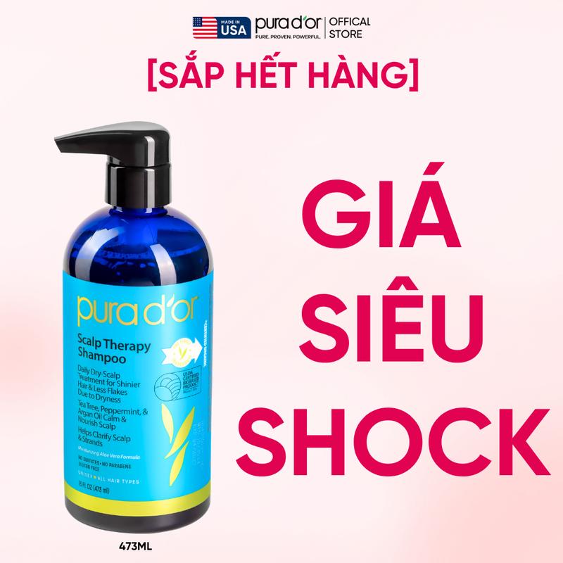 [DEAL SIÊU SHOCK] Dầu Gội Kiềm Dầu, làm phồng tóc và sạch gàu Pura D'or Scalp Therapy 473ml - HSD 04/2027