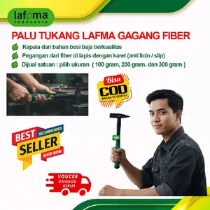 Lafma Palu Tukang Gagang Fiber 100 200 300 Gram Bahan Besi baja Full Pegangan Karet Nyaman palu ringan palu kecil palu tukang kaca palu furniture murah berkualitas