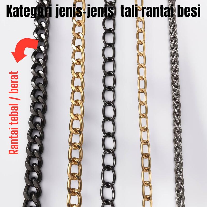 Rantai Tas Mewah Semeter Kualitas Grade A Panjang 45cm - 115cm Sudah ada Pengaitnya Nikel Tebal  Free Box 1