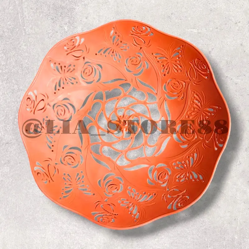 set peralatan makan ( PAKET USAHA 24PCS) Piring Rotan Batik Cekung Motif Ukir 22cm  Free Centong 1 Pcs Souvenir Plastik Kitchenware 8