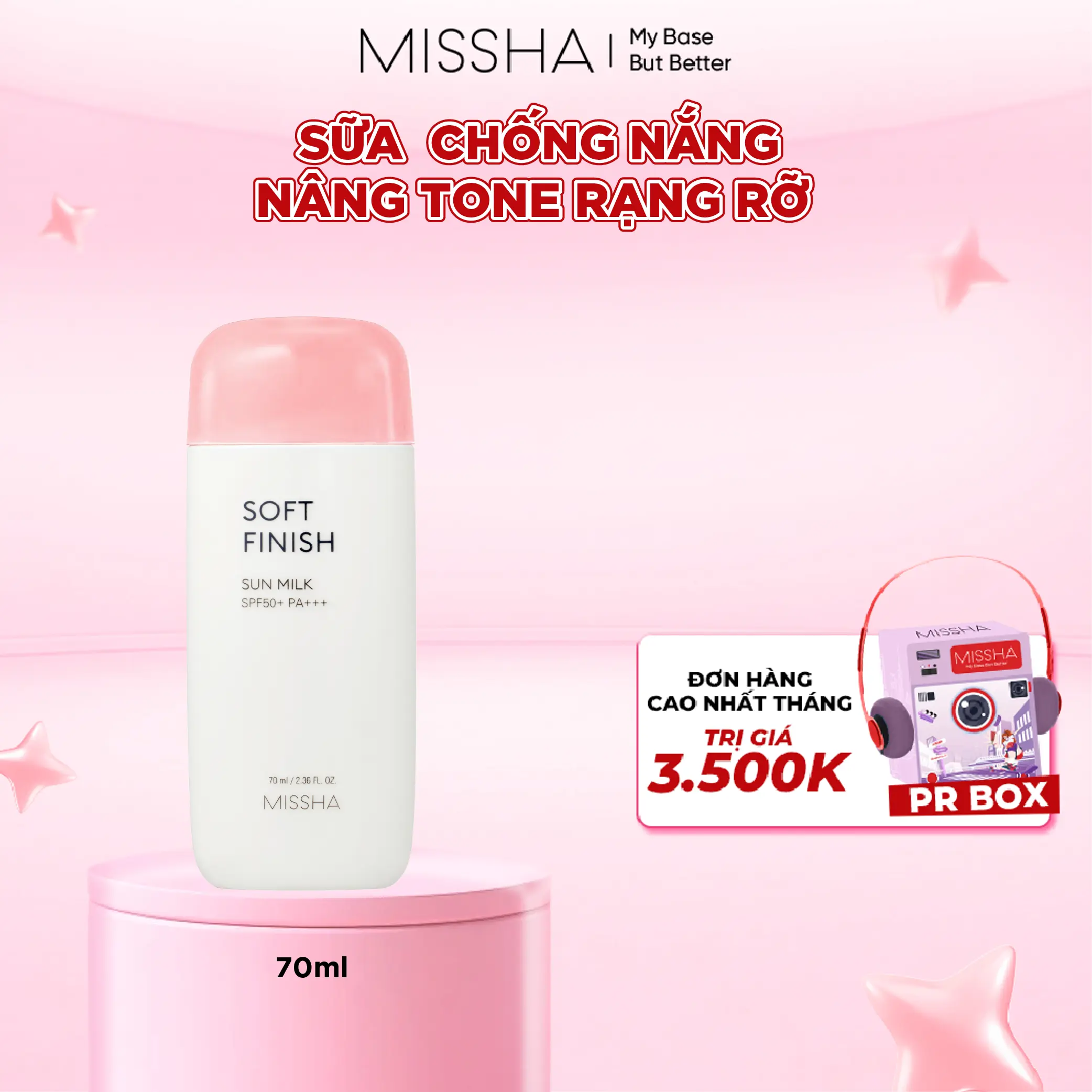 Sữa Chống Nắng Missha All-Around Safe Block SPF50+ PA+++ 70ml Bảo Vệ Da Toàn Diện (Màu hồng) [FS]