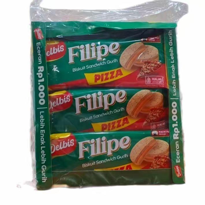 1 PACK DELBIS FILIPE PIZZA BISKUIT SANDWICH GURIH NETTO 12 PCS X 18 GR 1 PACK DELBIS FILIPE PIZZA BISKUIT SANDWICH GURIH NETTO 12 PCS X 18 GR