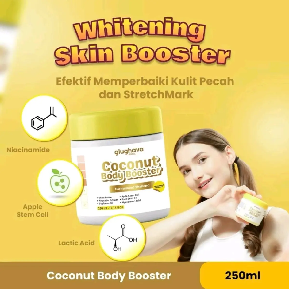 Glughava Whitening Skin Booster 250gr Lotion Pemutih Kulit