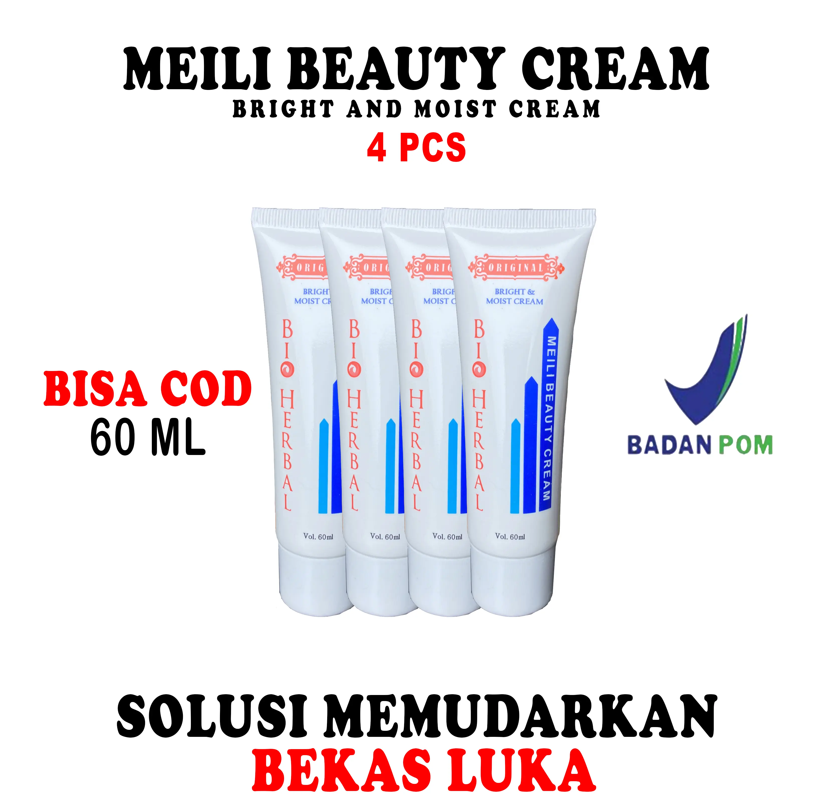 BIO HERBAL MEILI BEAUTY CREAM UNTUK MEMBANTU MEMUDARKAN BEKAS LUKA BPOM 4 PCS