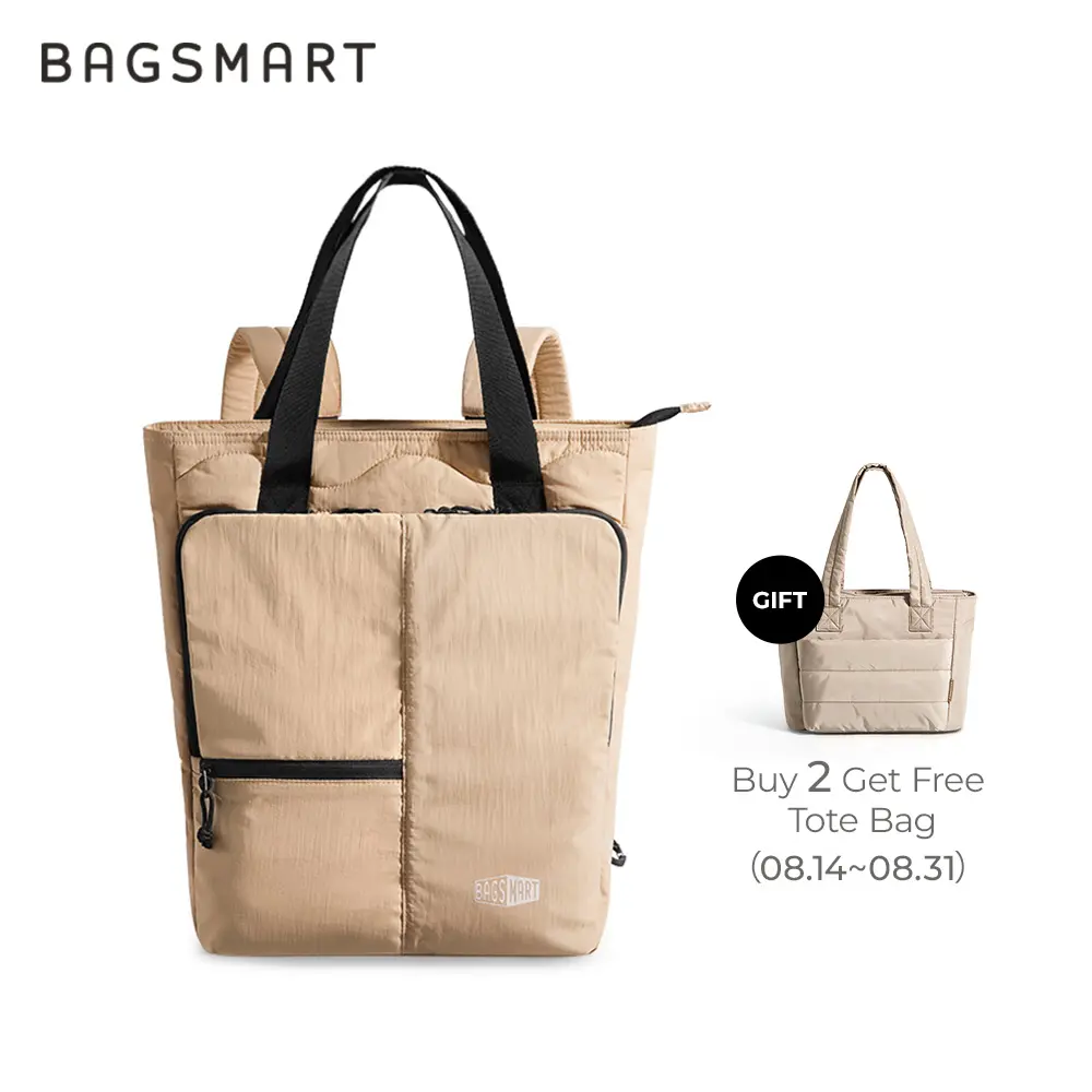 BAGSMART Tas Ransel Tote Konversi, Kapasitas 20L Tahan Air - Muat Laptop 15.6" Berbantalan, Desain Mengembang dengan Banyak Kompartemen, Sempurna untuk Sehari-hari & Liburan