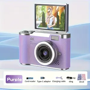【Kado Hari Raya Kekinian】 T-JERZENS Kamera Digital HD LK-007 1080P 4K 8x Zoom Digital Layar LCD 2.4 Inci Mode Makro Autofokus Mikrofon Terintegrasi Dukungan SD Card Pengisian USB Ringan Praktis untuk Pemula & Vlogging