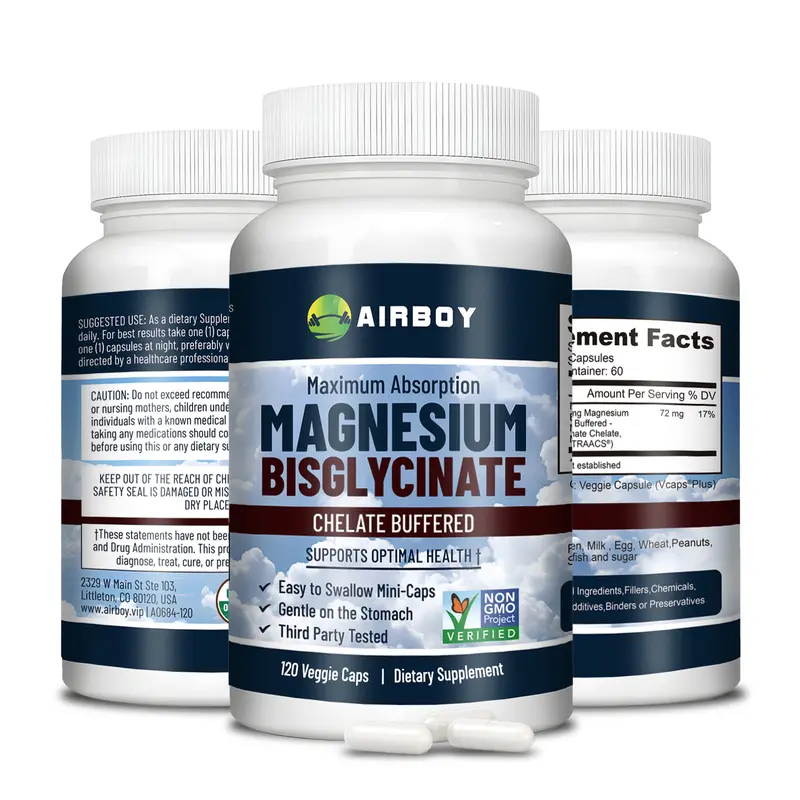 Magnesium Bisglycinate Chelate Buffered - Mudah Ditelan - 400 mg - Sangat Mudah Diserap - Mendukung Kesehatan - Non-GMO - 60, 120 Kapsul/Botol 1