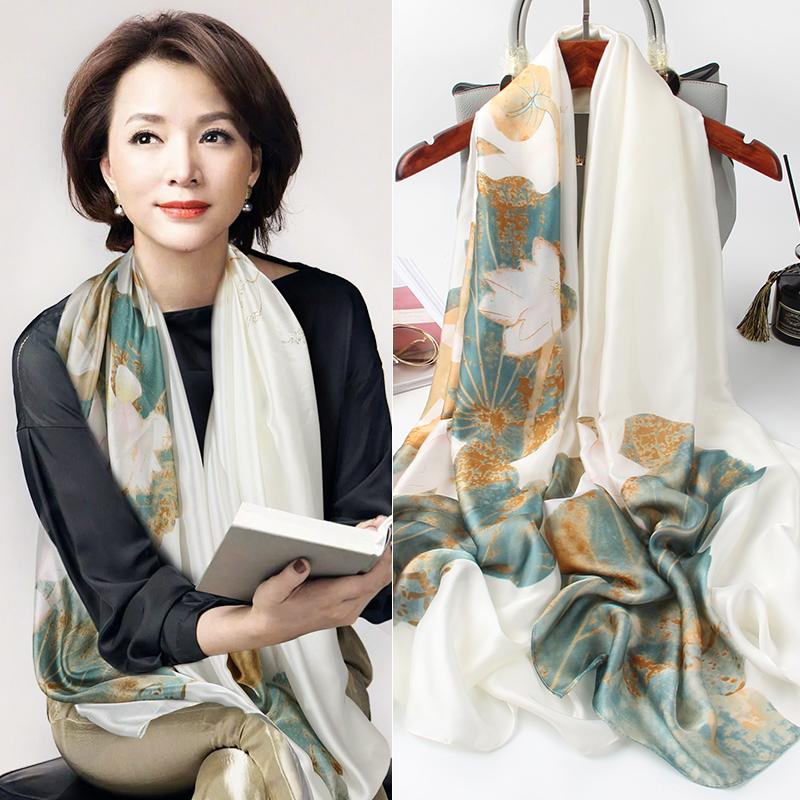 Scarf pantai gaya baru untuk wanita shawl pelindung matahari sutra  perjalanan mode gaya asing Floral Silk 0