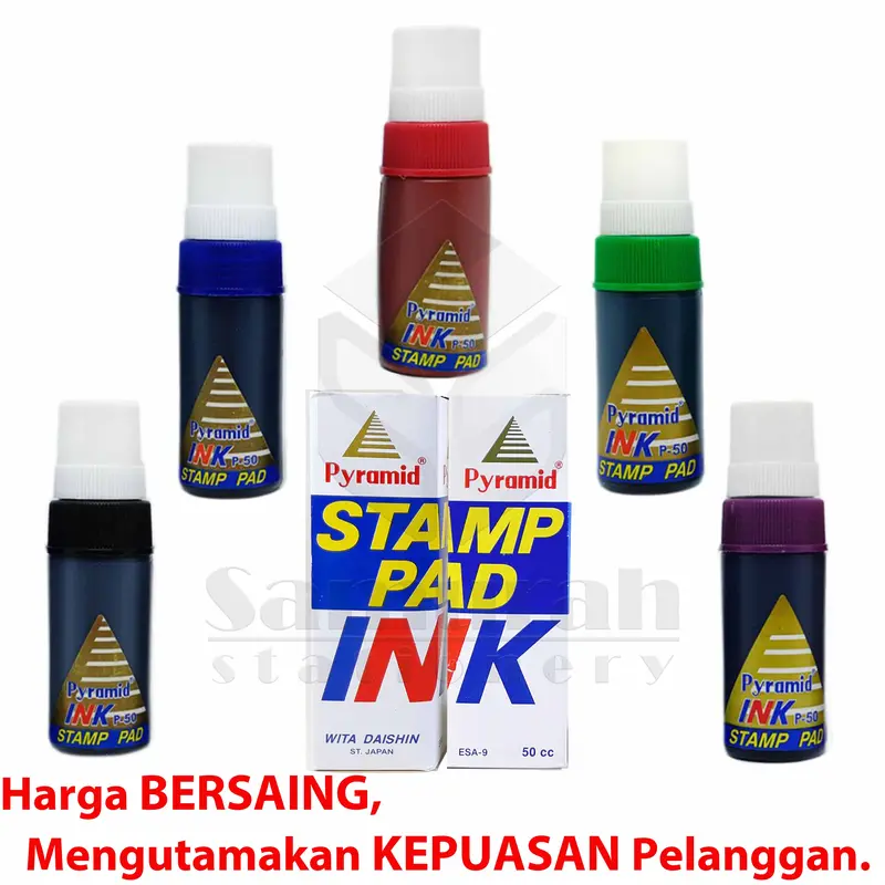 Isi ulang Tinta Bak Stampel Piramid / Refill Stamp Pad Ink Pyramid 50 cc 5 warna / Tinta Cap 1