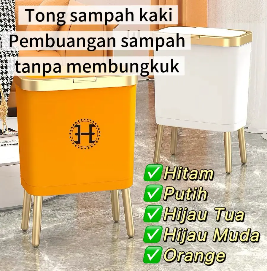 Tong Sampah Gold Luxury / Tempat Sampah Kamar / Rubbish Can Cafe Kaki Gold