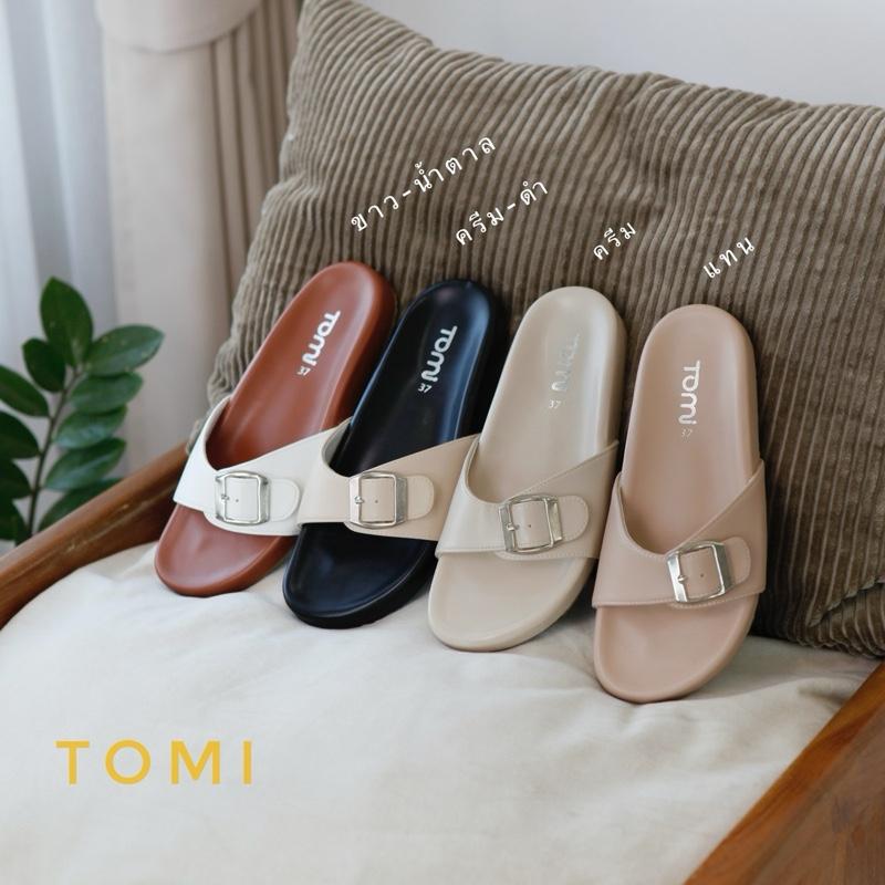 [TOMi 36-44] (**มีเนื้อเท้า/อวบ**เพิ่ม +1 ไซส์)รองเท้าแตะ รุ่นเข็มขัดเดี่ยว พื้นนุ่มใส่สบาย สายพียูห