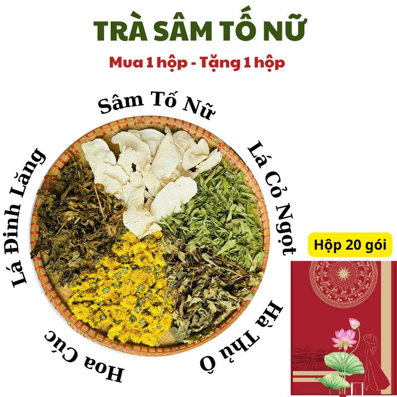 [Mua 1 Tặng 1] Trà Sâm Tố Nữ Hộp 20 gói Thảo Dược Zone ,Cúc mật, Đinh Lăng, Diệp Hà thủ ô, Sâm Tố Nữ - Thảo Dược Zone - Nước  Tea Chè trà sâm tố nữ Nước Trà