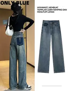 ONLY BLUE Celana Jeans Wanita High Waist Jeans Kulot Highwaist Loose Jeans Retro Jeans Import Quality Jeans High waist Boyfriend Ripped Jeans
