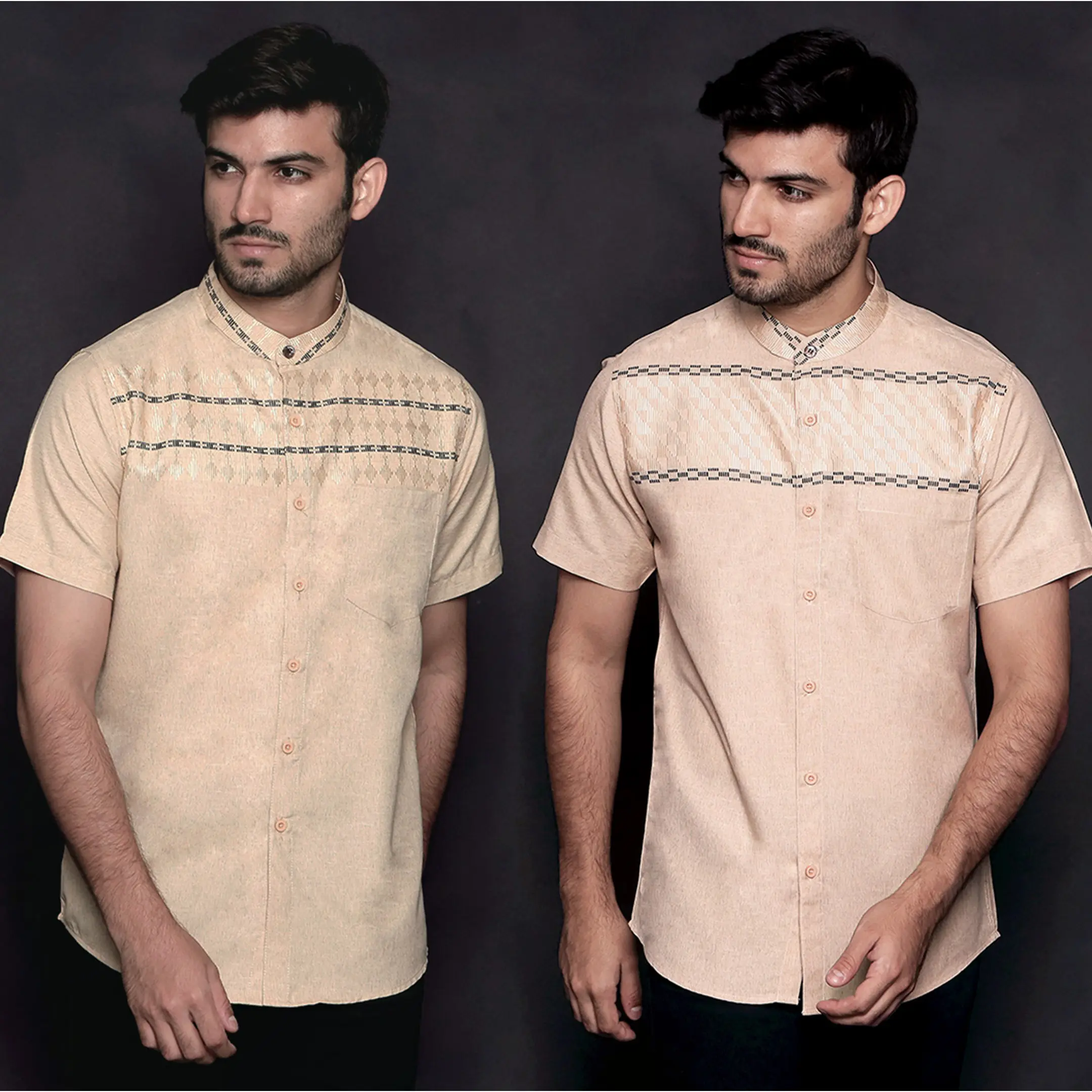 Casella Baju Koko Lengan Pendek | Baju Koko Hassan Horizontal Design Muslim Dewasa