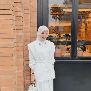 Kemeja Vest Jane Fashion Wanita Lengan Panjang Katun Baju Kerah