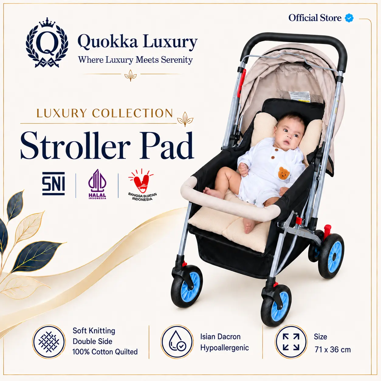 QUOKKA Luxury - Stroller Pad Premium Alas Stroller Bayi Bantal Duduk Stroller Bayi