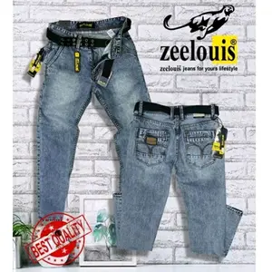 celana jeans Zee louis original/celana jeans Zee louis pria Low Waist Denim Nyaman Panjang High  Standar Fit Hitam