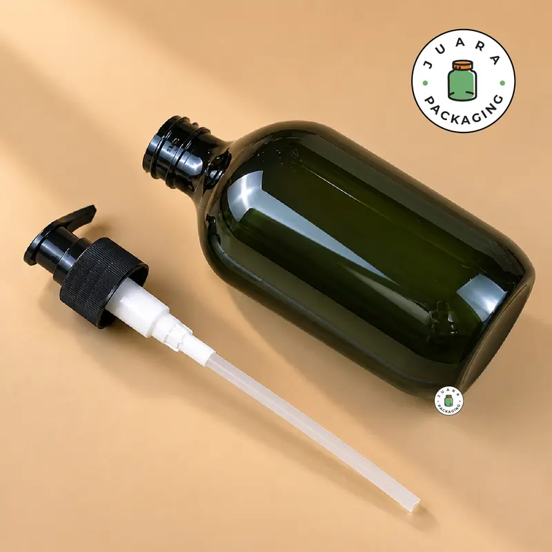 Botol Pump Plastik PET 500ml Warna Hijau Botol Kosmetik Tebal – Wadah Isi Ulang Sabun, Shampo, Lotion, Skincare, Botol Pump Shower Refill Ramah Lingkungan 500 ml