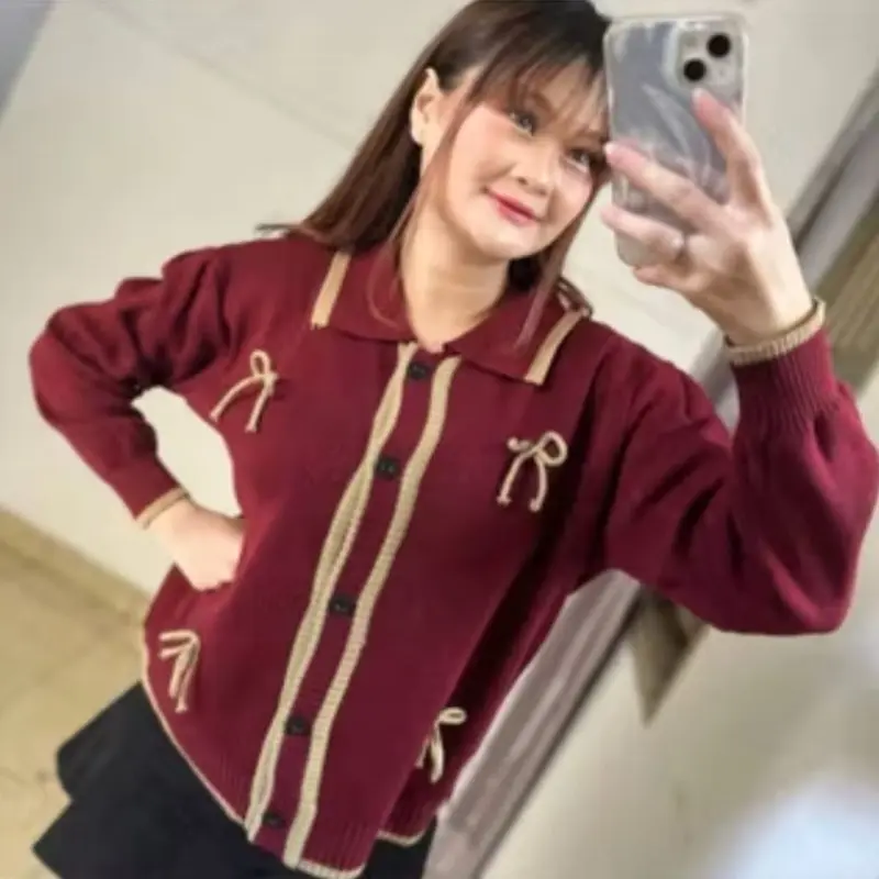 RRC Keiko Rajut Knit Rebecca Cardigan Terbaru Atasan Wanita Knitwear Panjang Outer Remaja Sweater Oversize Baju Tebal Top Kardigan Kancing Kerah Tangan Lembut Nyaman