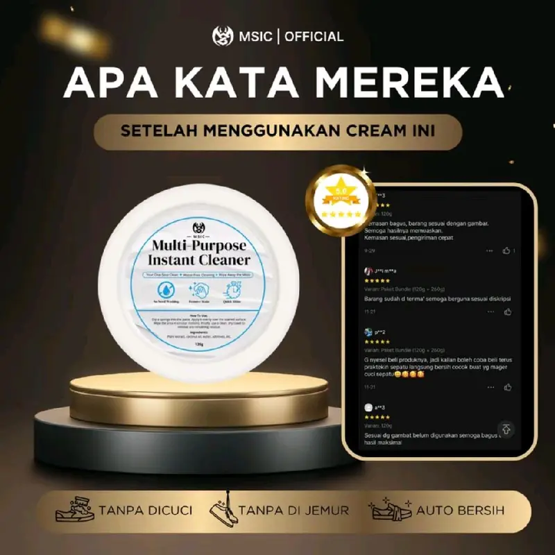 Paket Promo - Krim Pembersih Sepatu Anti Noda Kuning Tanpa Dicuci Tanpa Bilas Langsung Putih Bersih - Gratis Spons Pembersihan dan Sikat - Shoe Pemutih Sepatu Sneaker Cleaner 1