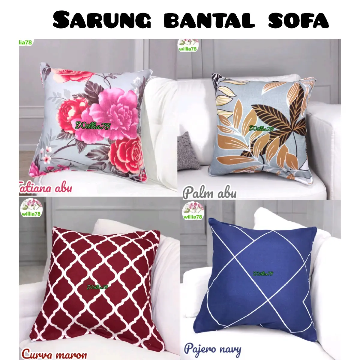 COVER/SARUNG BANTAL SOFA 40x40. Pakai resleting.