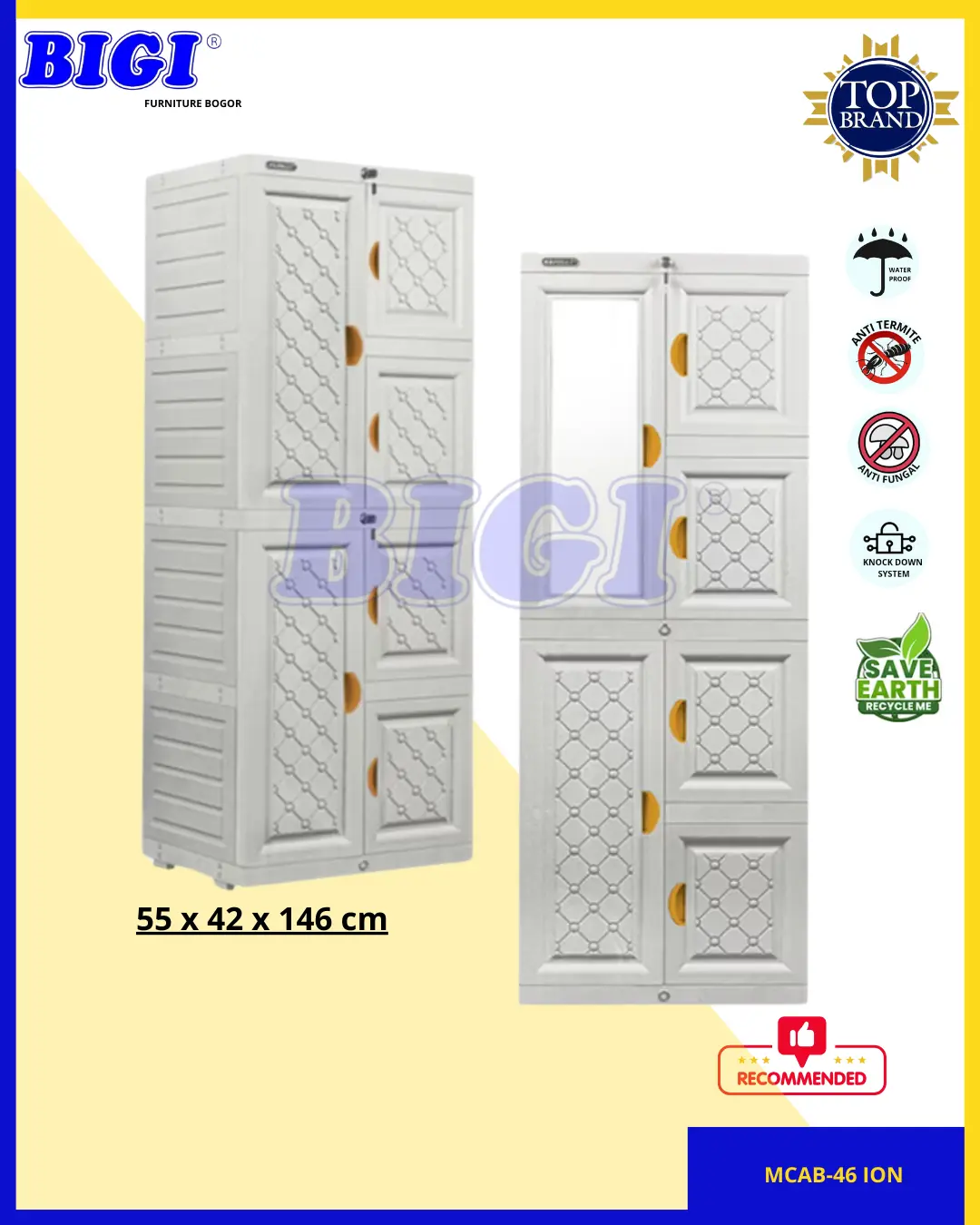 LEMARI SERBAGUNA PLASTIK NAPOLLY WARNA PUTIH FULL RAK MCAB 46 ION