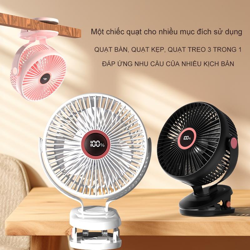 Brezzy Quạt Tích Điện Để Kẹp Bàn Mini Usb Kẹp Xe Đẩy Cho Bé điều Hoà Làm Mát Có Thể Xoay 720° JH-022 5