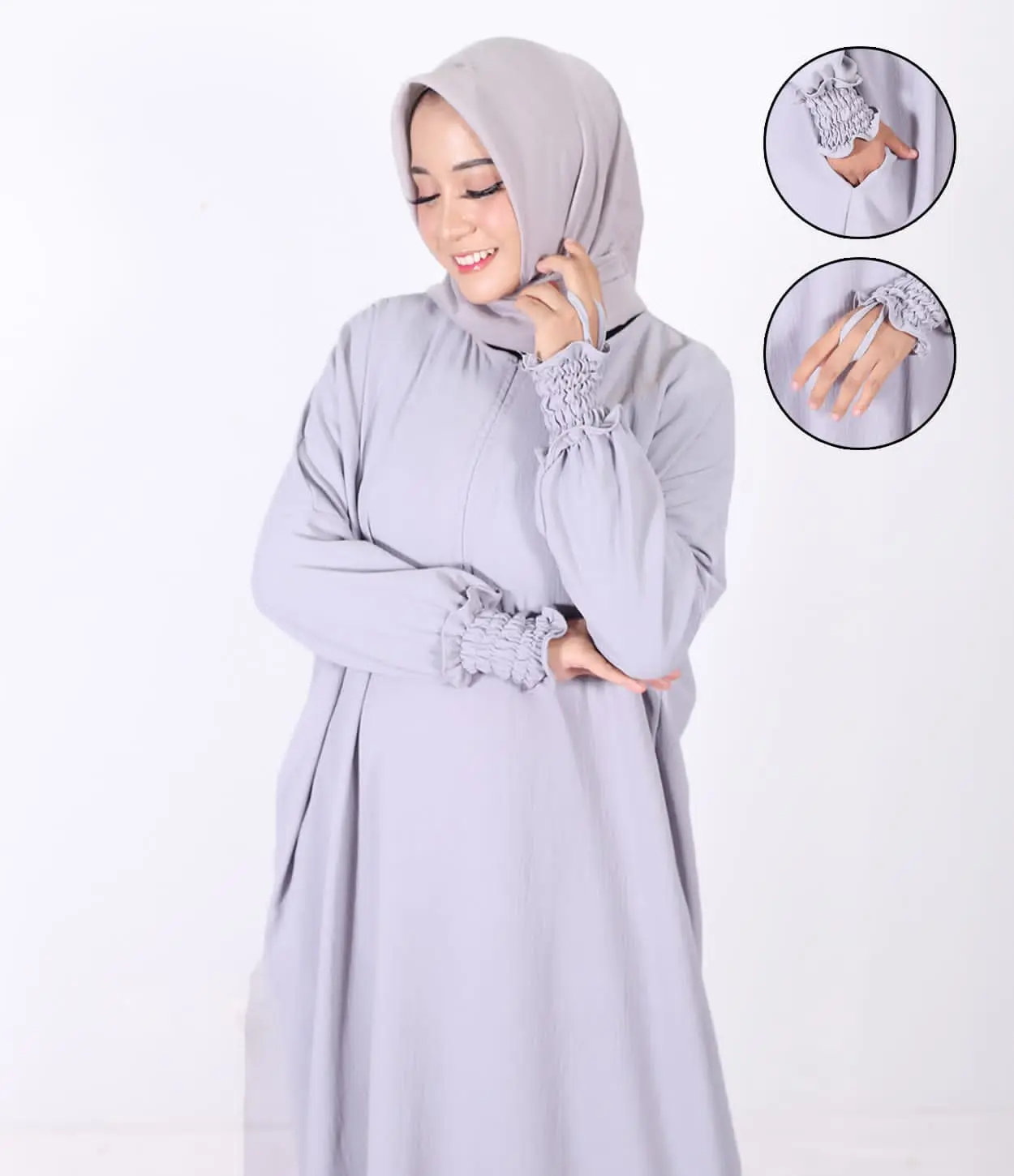 Gamis Abaya Kaftan Wanita Muslim Crinkle Airflow Polos Premium Import Busui Friendly Full Set Dewasa gamisabaya