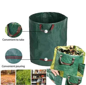 Kantong kompos untuk sampah daun organik, kantong pengumpul daun taman, kantong pengumpul gulma, peralatan berkebun