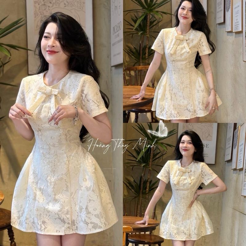 K4- KÈM QUẦN Váy Nữ Đầm Ren Hoa Cao cấp Phối Nơ Sang Chảnh Hàng Thiết Kế Tùng Bồng Xoè Tiệc Cưới-HoangThuyMinh97