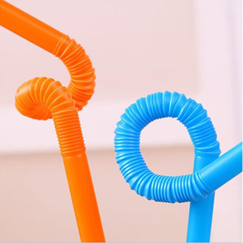 Product Introduction of 100 pcs flexible plastic bendy party disposable drinking artistic straws multicolor 12
