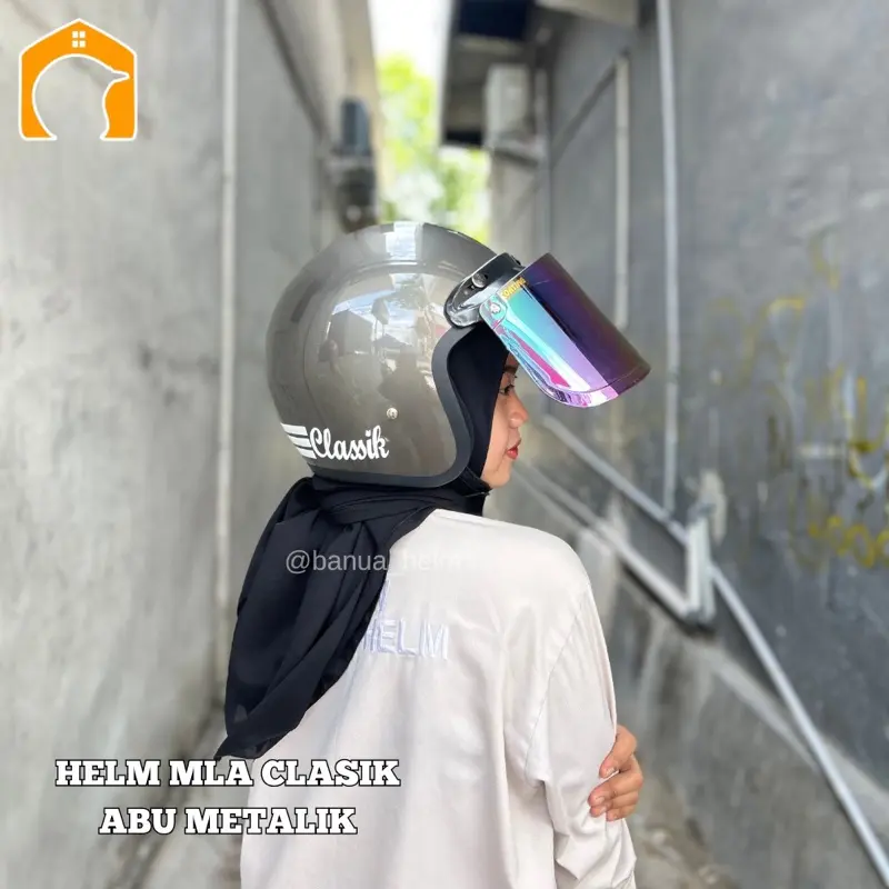 HELM BOGO CLASIK MLA MURAH SNI DEWASA classic Motorcycle wanita Helm Kaca Aksesoris 2