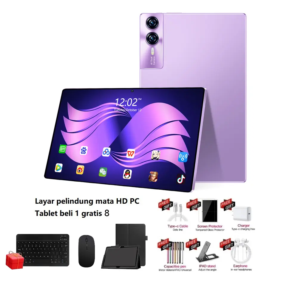 Ungu+Free Wireless mouse keyboard set