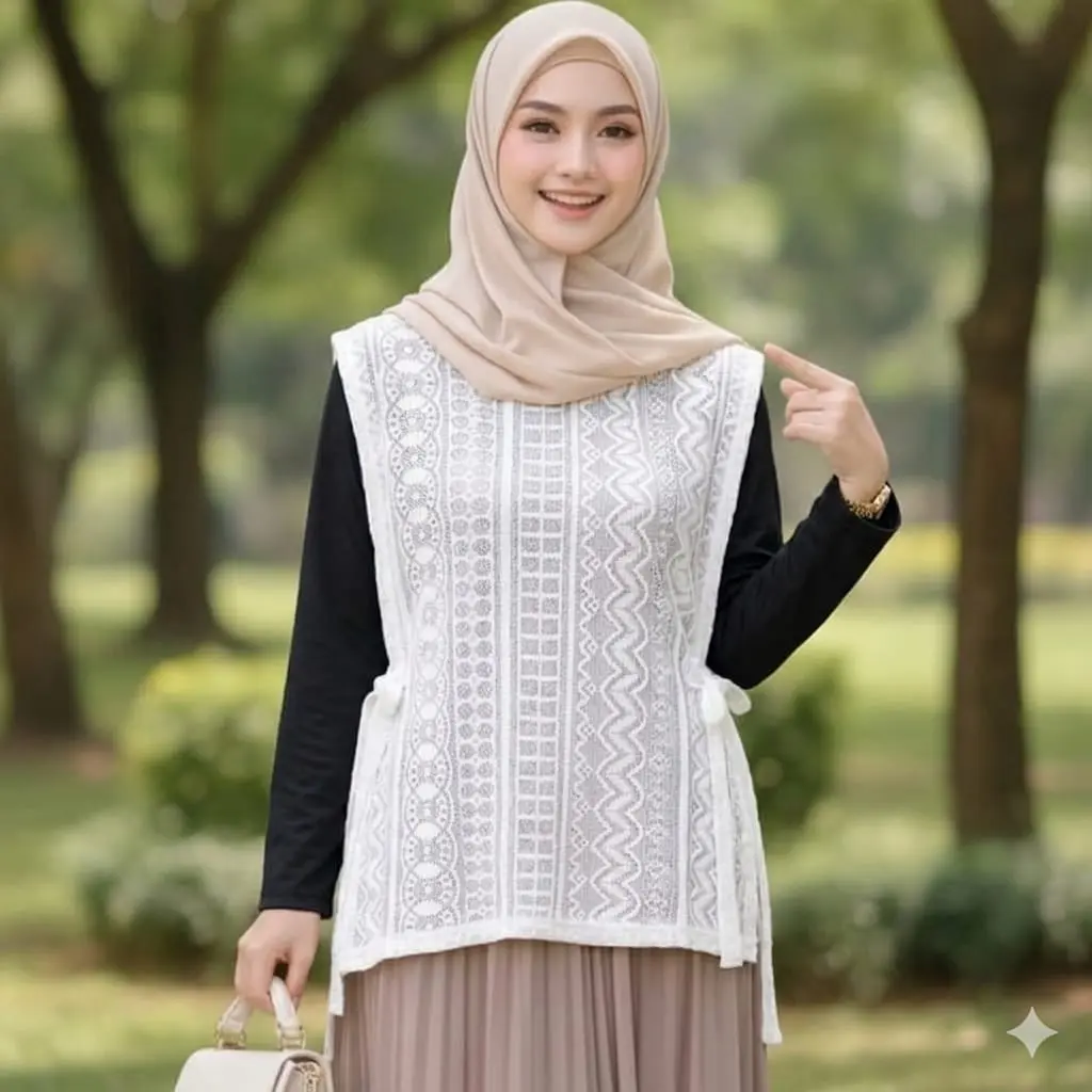 VEST BURKAT TALI PREMIUM / VEST BRUKAT TALI/ LACE ROMPI BRUKAT WANITA / OUTER ROMPI TERLARIS Motif Atasan