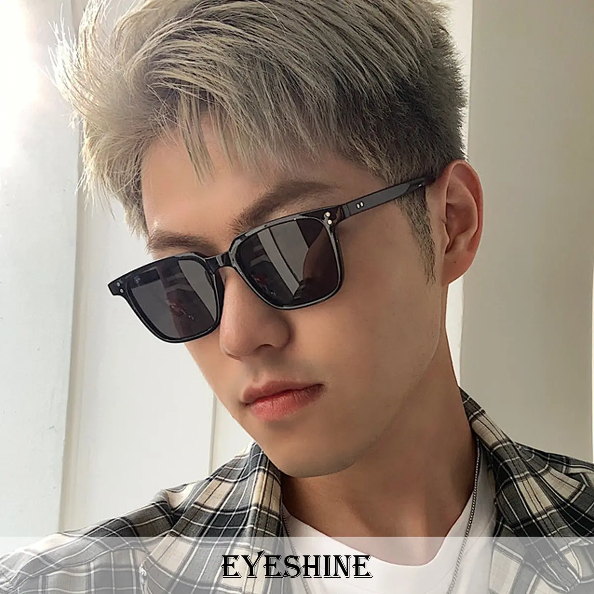 Eyeshine - Kacamata Hitam Fashion Frame Kotak Aksen Dua Titik Sunglasses Pelindung Sinar Matahari