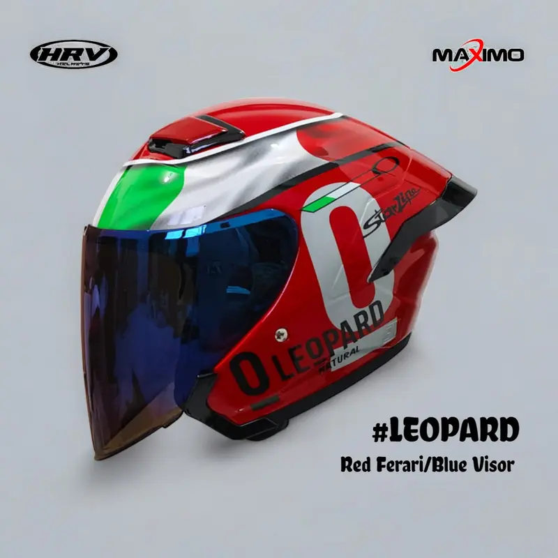 Helm HRV Maximo Motif Leopard Half Face SNI Motocycle Paket Ganteng helmpaket  ganteng visor  iridium helmsni 8