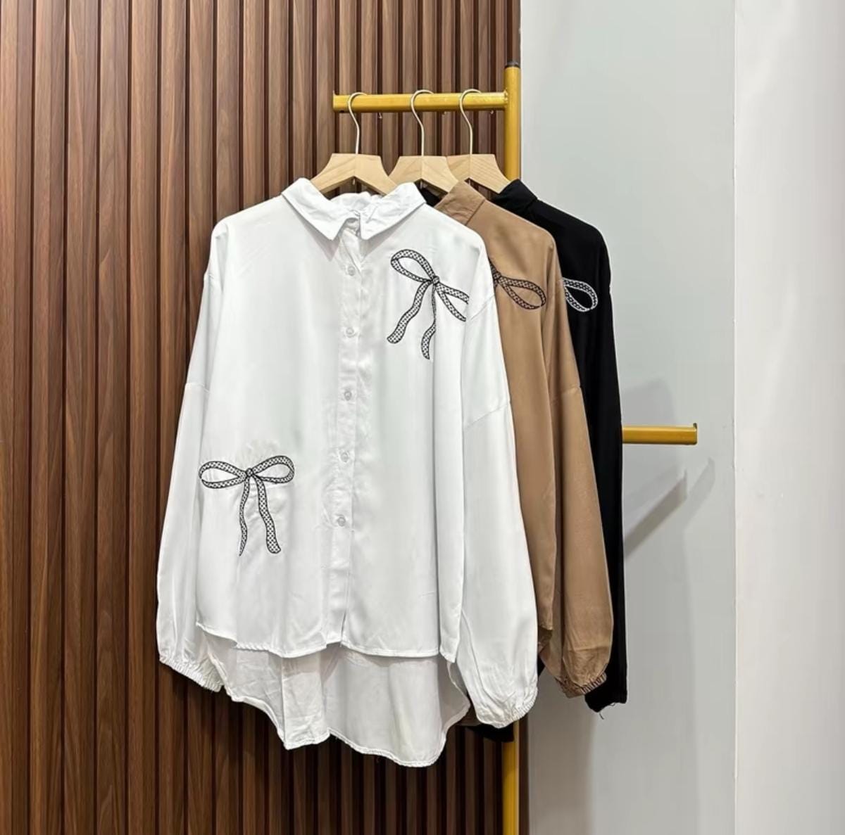 Glaudy Luna Blouse Kemeja Pita Bordir Oversize Wanita Terbaru Rayon Twill Premium Atasan Baju Atasan Baju Panjang Shakila